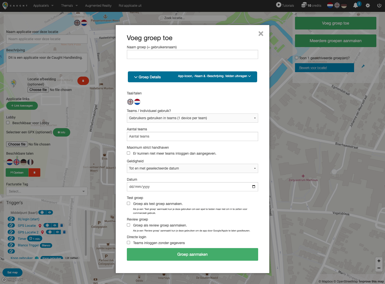 Locatie; Groep toevoegen