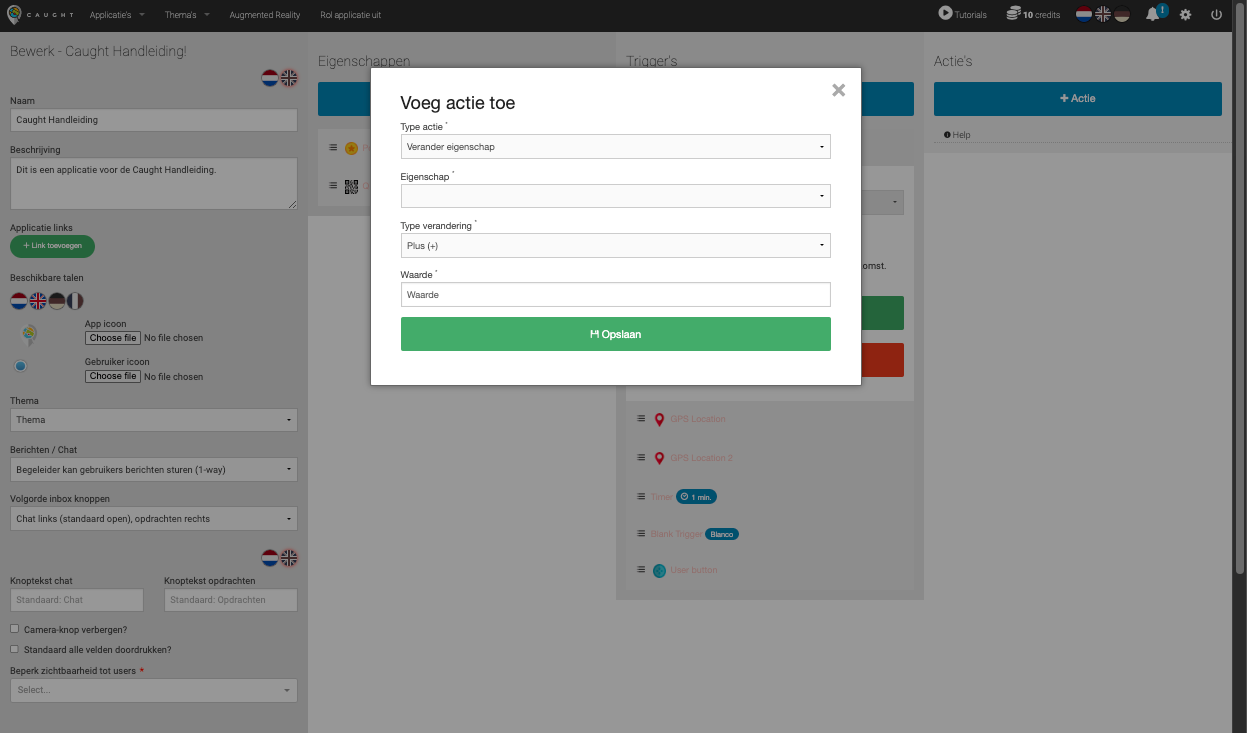 Applicatie's; Acties
