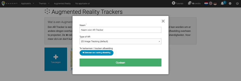 Augmented Reality; Voeg AR Tracker toe