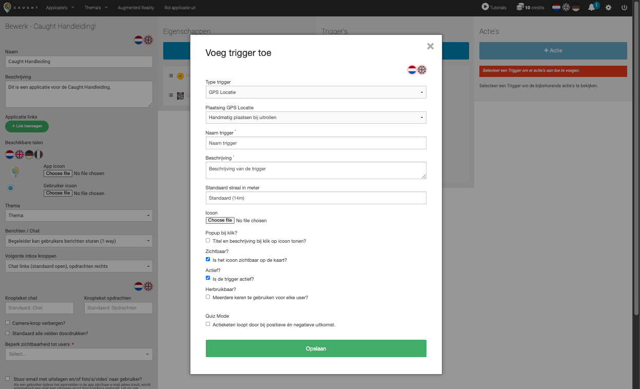 Applicatie's; Triggers
